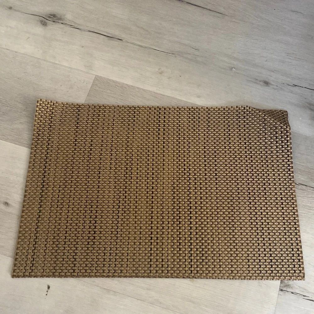 Lot of (4) Rectangle Brown Gold Wicker Kitchen Dining Placemats Chargers